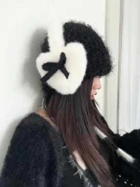 Dolly heart faux fur ribbon ear muffs ear warmer