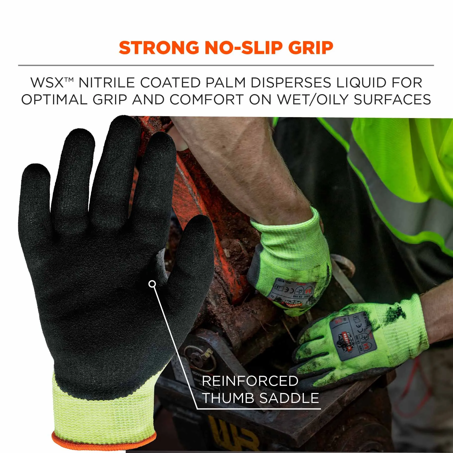 Ergodyne 17826 7041-CASE 2XL Lime ANSI A4 Nitrile-Coated CR Gloves 144-Pair