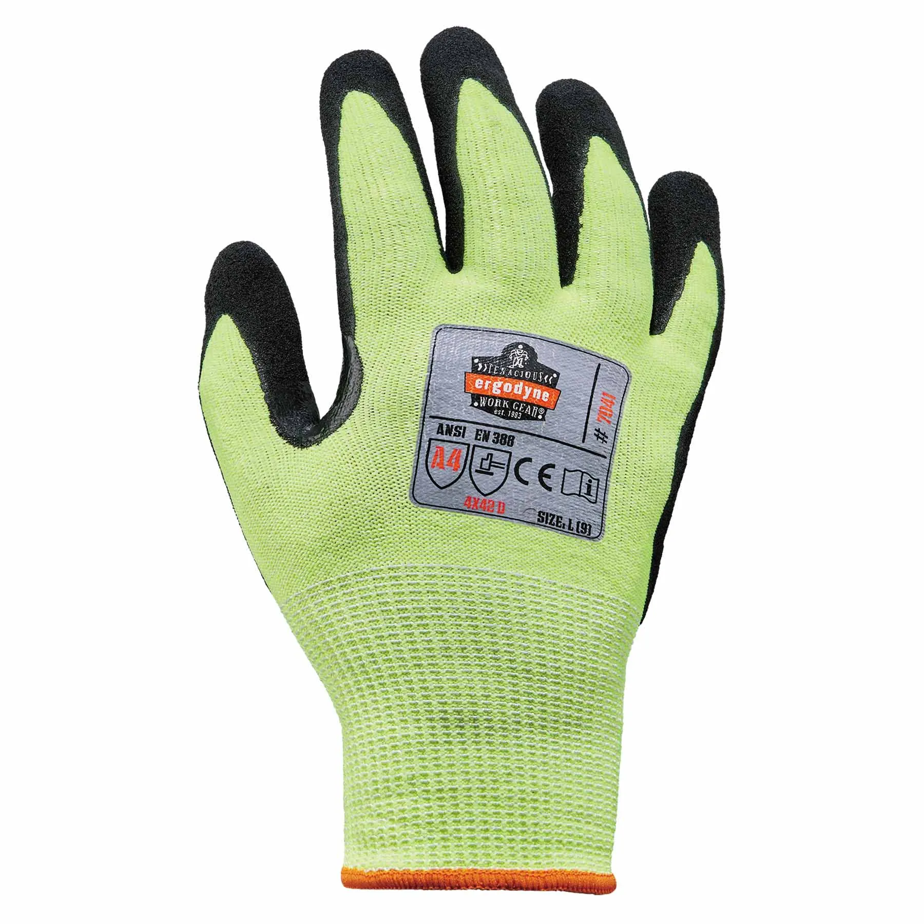 Ergodyne 17826 7041-CASE 2XL Lime ANSI A4 Nitrile-Coated CR Gloves 144-Pair