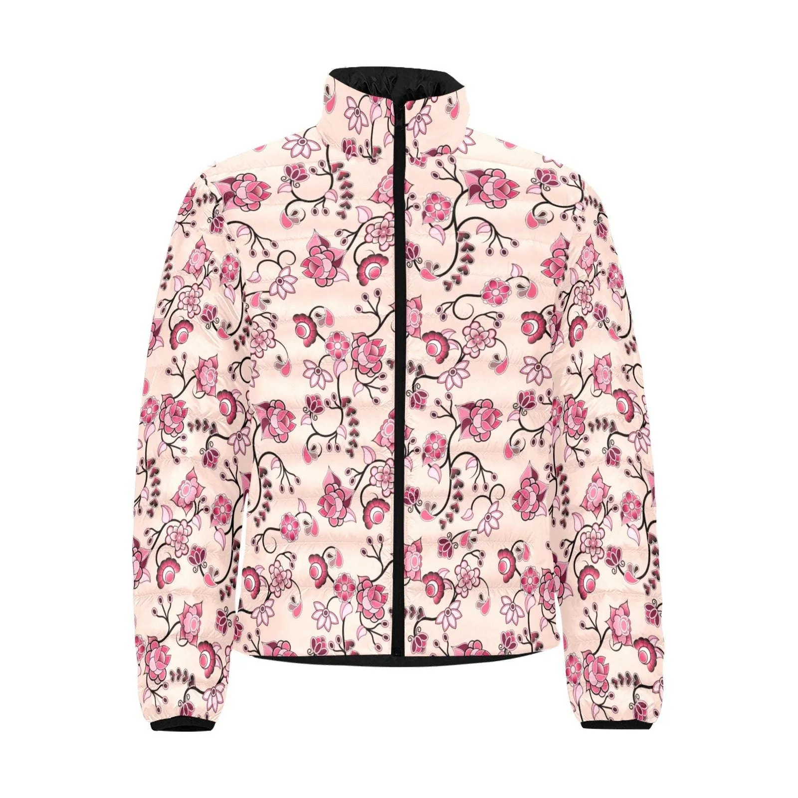 Floral Amour Men's Stand Collar Padded Jacket