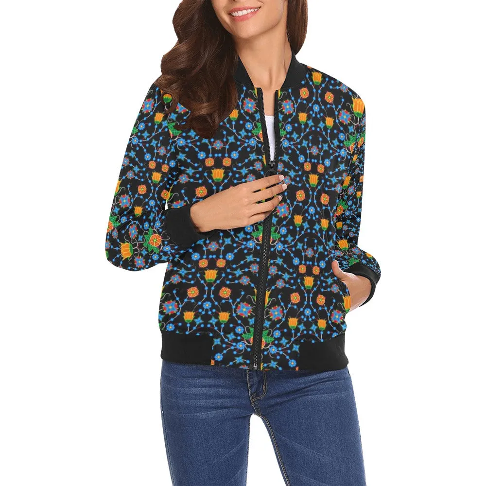 Floral Damask Bomber Jacket for Women