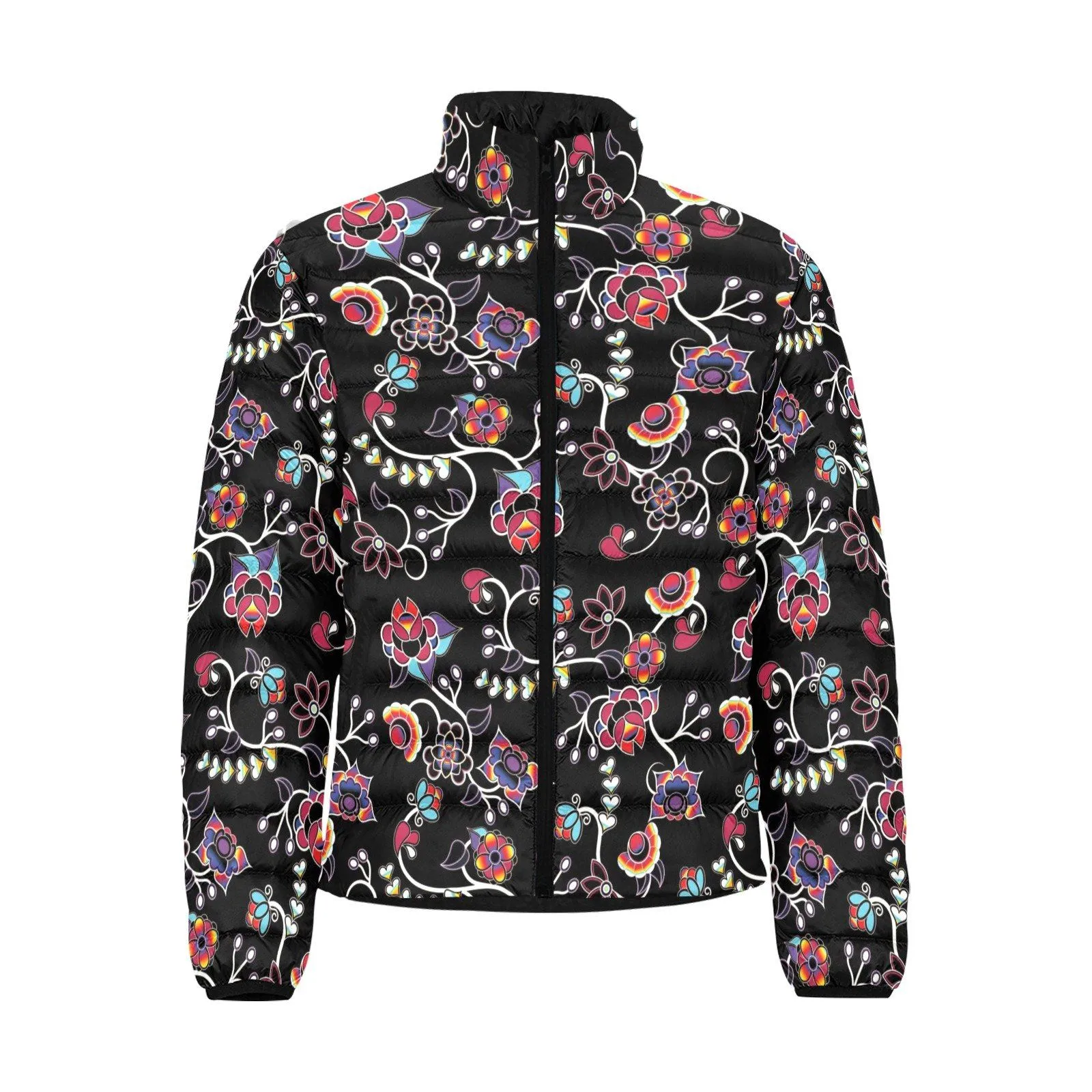 Floral Danseur Men's Stand Collar Padded Jacket