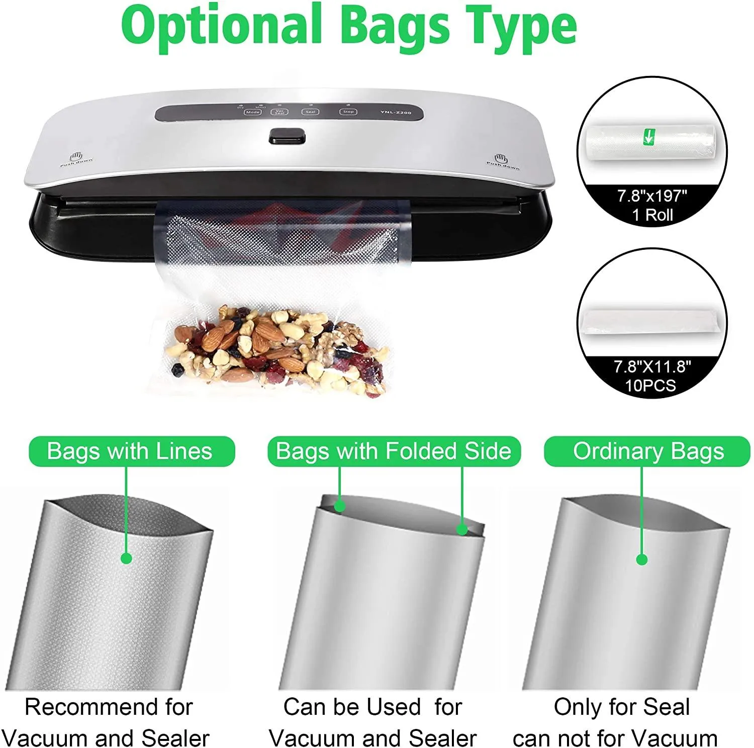 Food Vacuum Sealer Machine with Dry and Moist Mode for Food Preservation