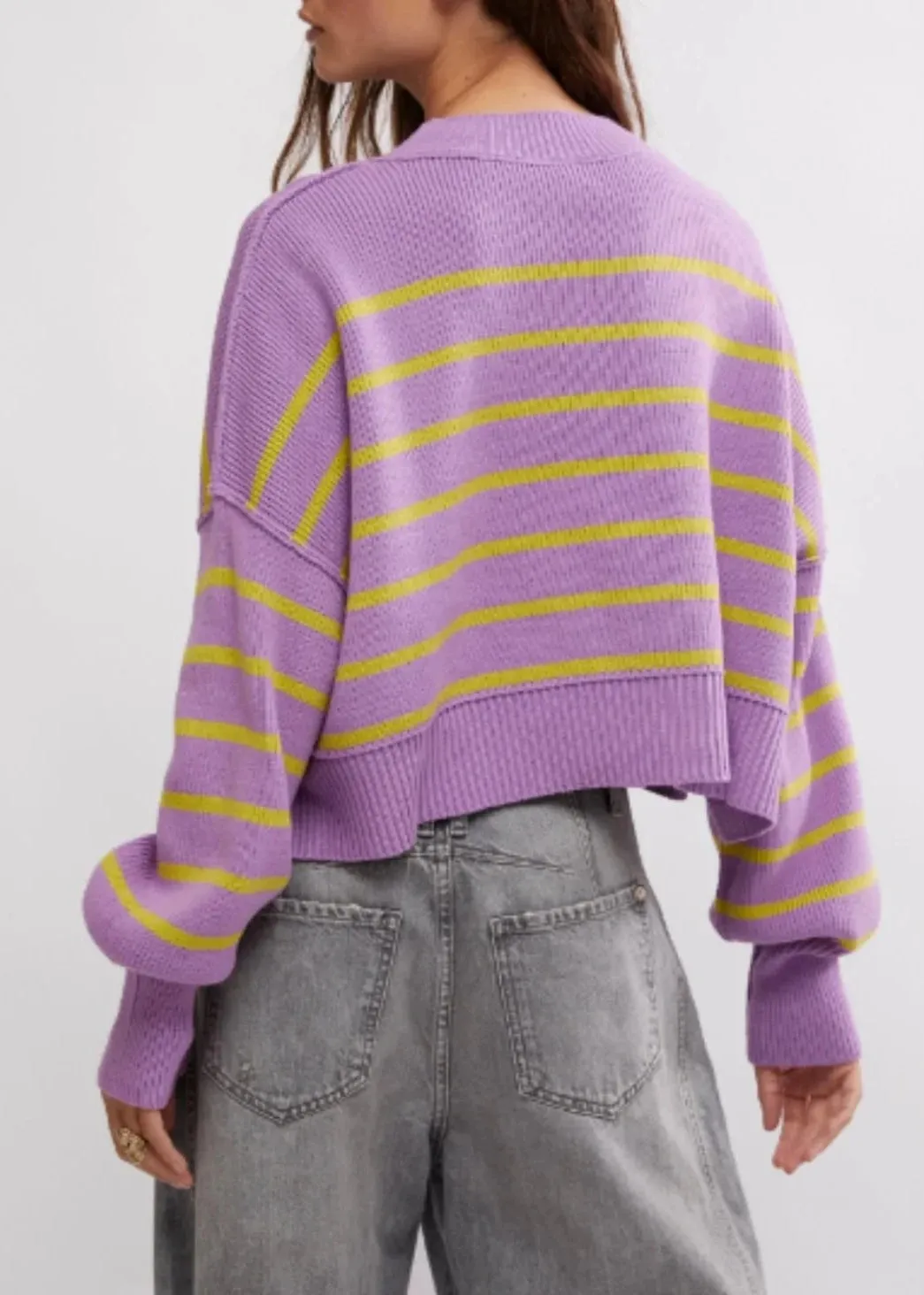 Free People Stripe Easy Street Crop Sweater