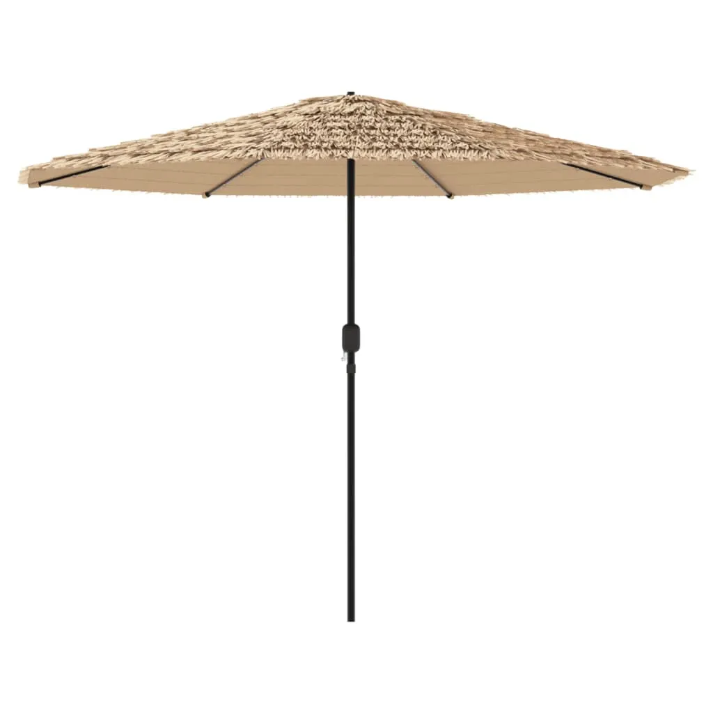 Garden Parasol with LEDs and Steel Pole Brown 388x388x248 cm