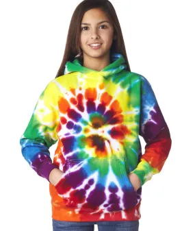 gildan tie-dye youth hooded sweatshirt - rainbow (l)