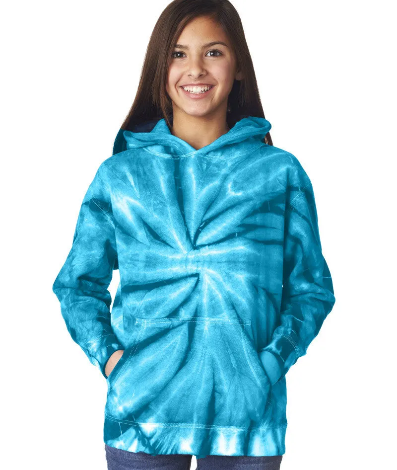 gildan tie-dye youth hooded sweatshirt - turquoise (s)