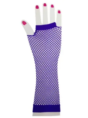 Girls Purple Mesh Forearm Fishnet Gloves