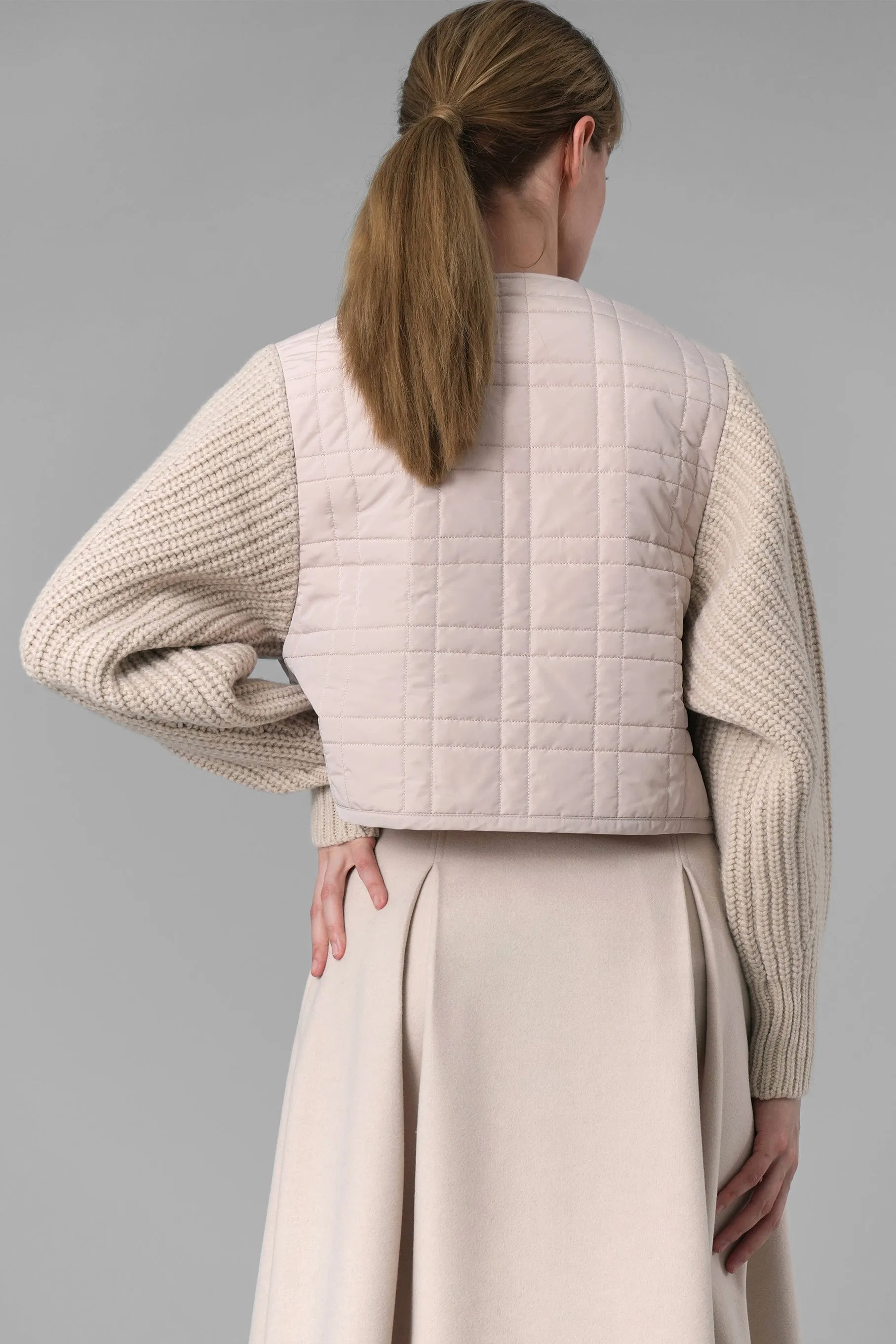 Gracelyn Knit Quilted Jacket, Ivory