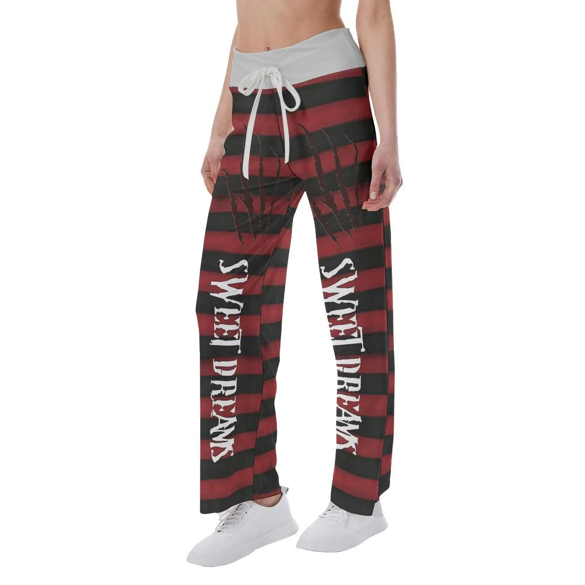 Half Red Black Sweet Dream High-waisted Wide Leg Pants