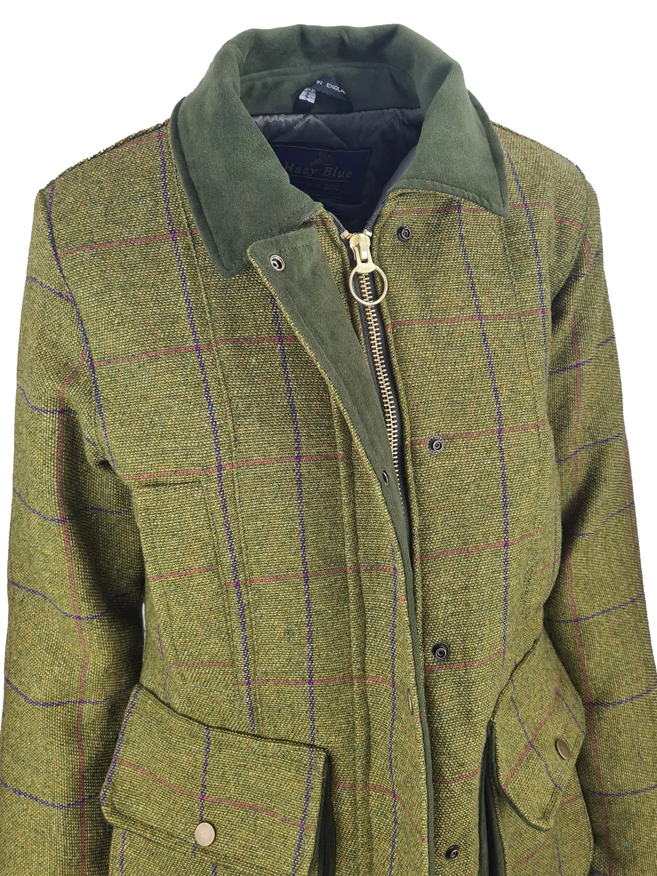 Hazy Blue Womens Quilted Derby Tweed Shooting Jacket