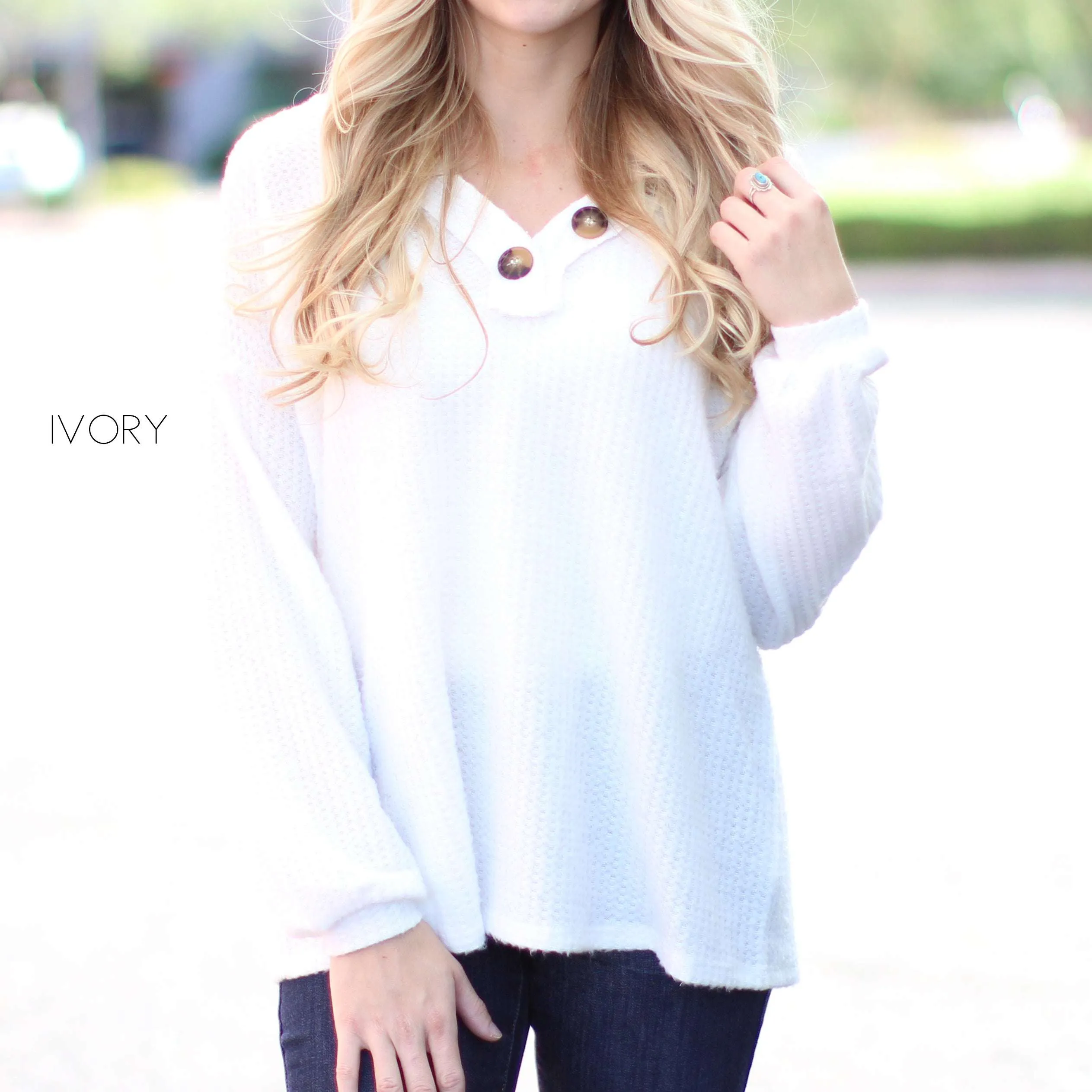 Henley V-Neck Flowy Top | S-XL