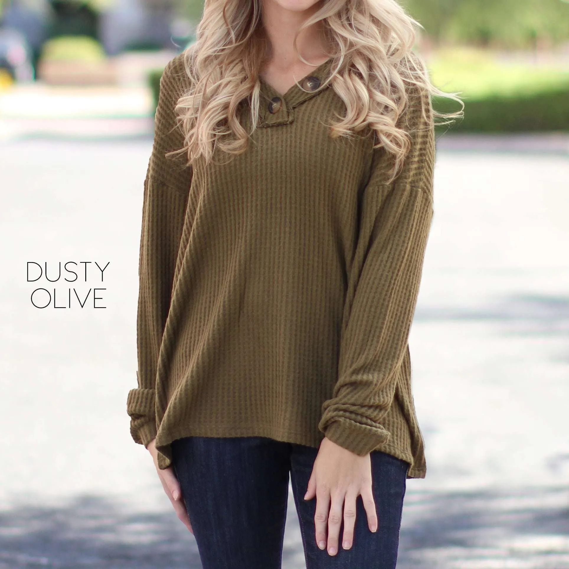 Henley V-Neck Flowy Top | S-XL