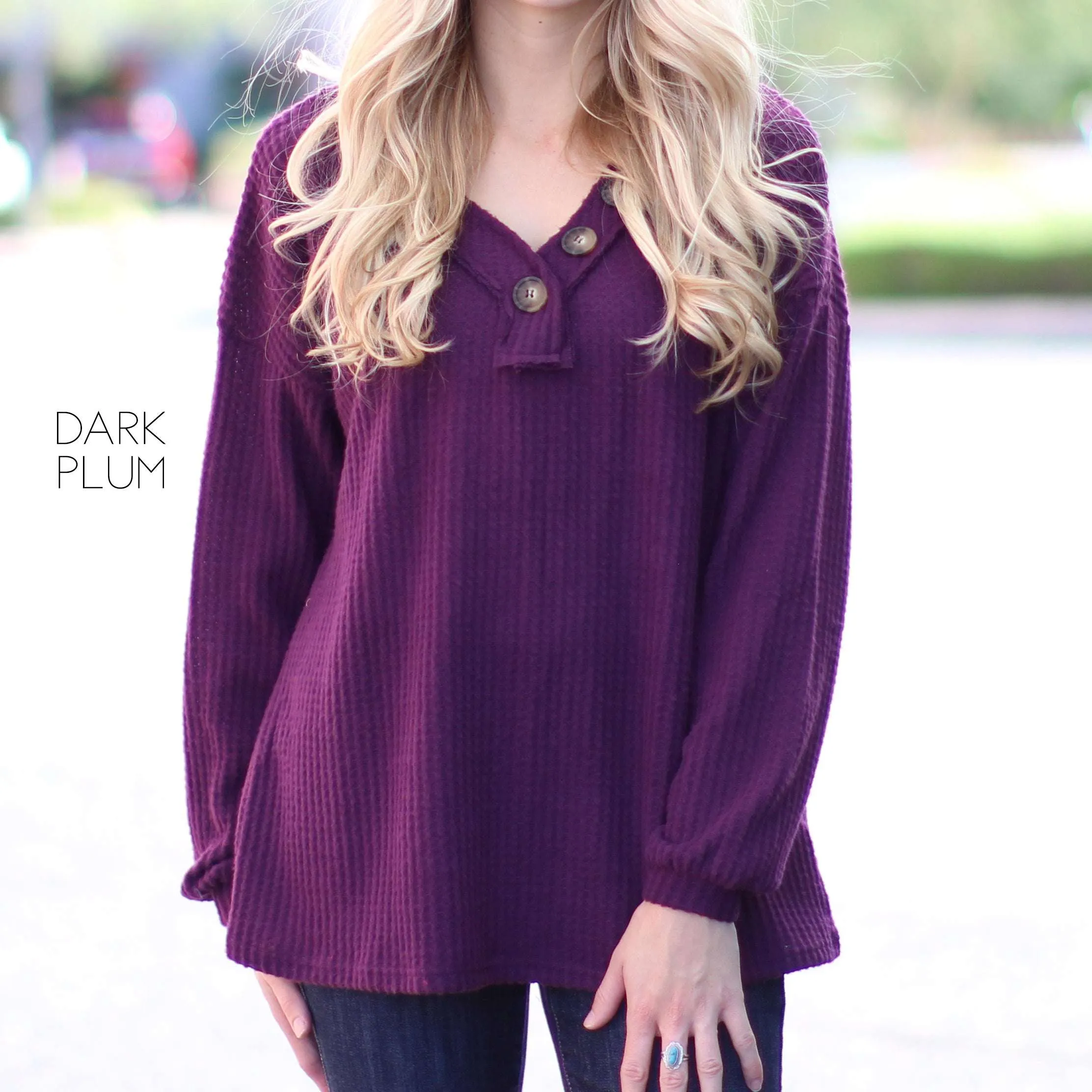 Henley V-Neck Flowy Top | S-XL