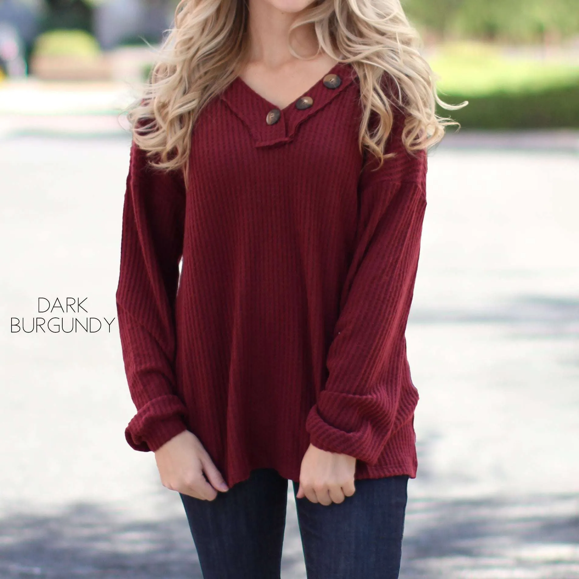 Henley V-Neck Flowy Top | S-XL