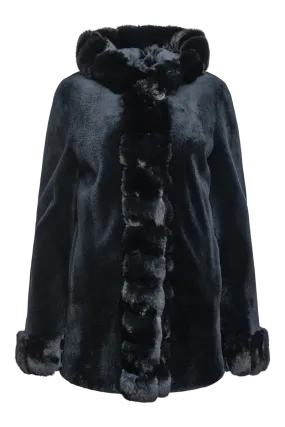 Hooded Reversible Sheared Mink and Chinchilla Fur Jacket