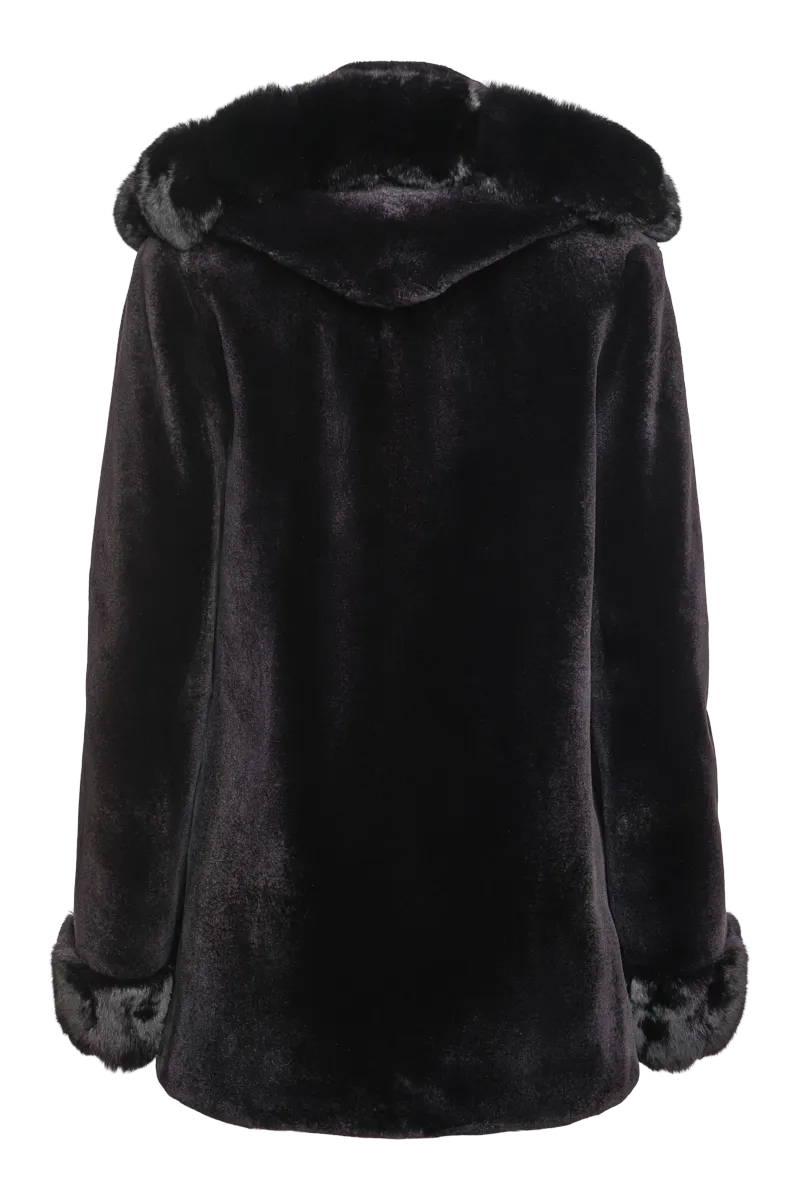 Hooded Reversible Sheared Mink and Chinchilla Fur Jacket