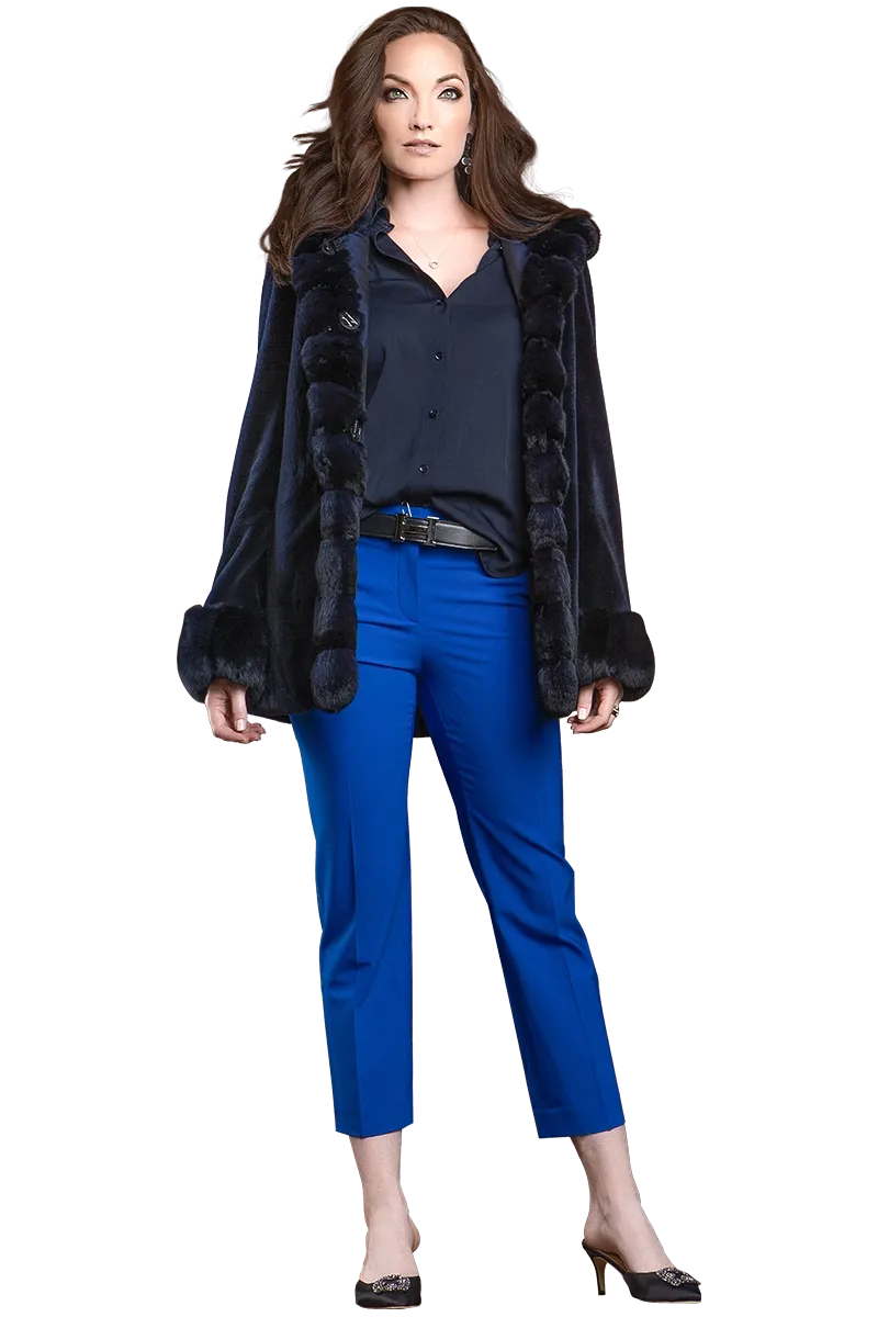 Hooded Reversible Sheared Mink and Chinchilla Fur Jacket