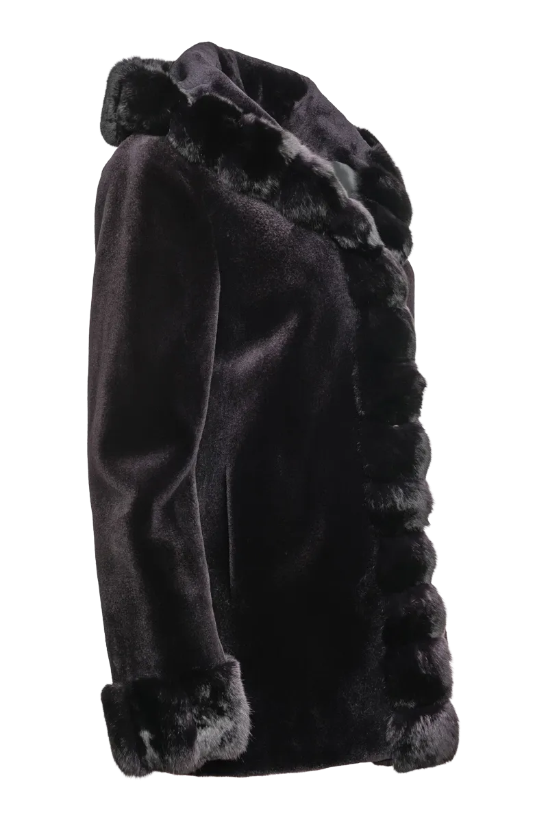 Hooded Reversible Sheared Mink and Chinchilla Fur Jacket