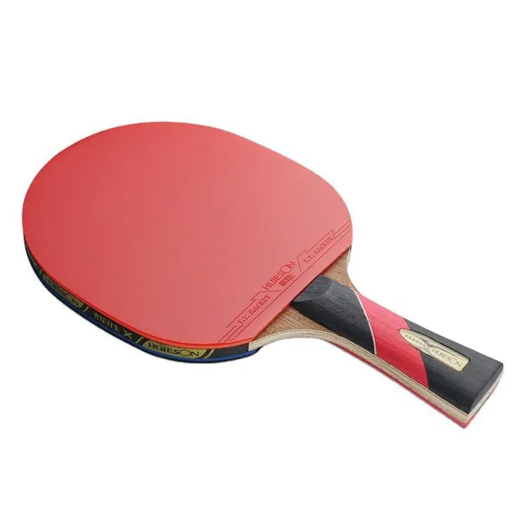 HUIESON HS-LX Six Star 5-Layer Chicken Wing Tip   2 Layer Carbon Double Side Continuous Table Tennis Single Racket(Hand-shake Grip Racket)