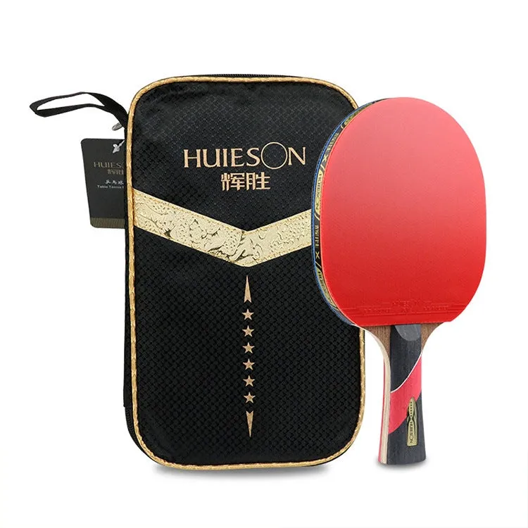 HUIESON HS-LX Six Star 5-Layer Chicken Wing Tip   2 Layer Carbon Double Side Continuous Table Tennis Single Racket(Hand-shake Grip Racket)