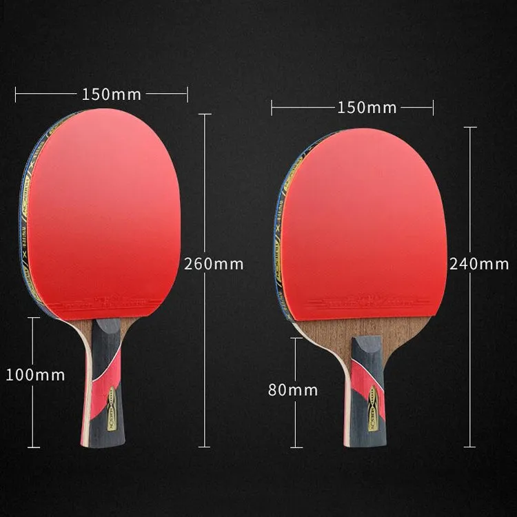 HUIESON HS-LX Six Star 5-Layer Chicken Wing Tip   2 Layer Carbon Double Side Continuous Table Tennis Single Racket(Hand-shake Grip Racket)