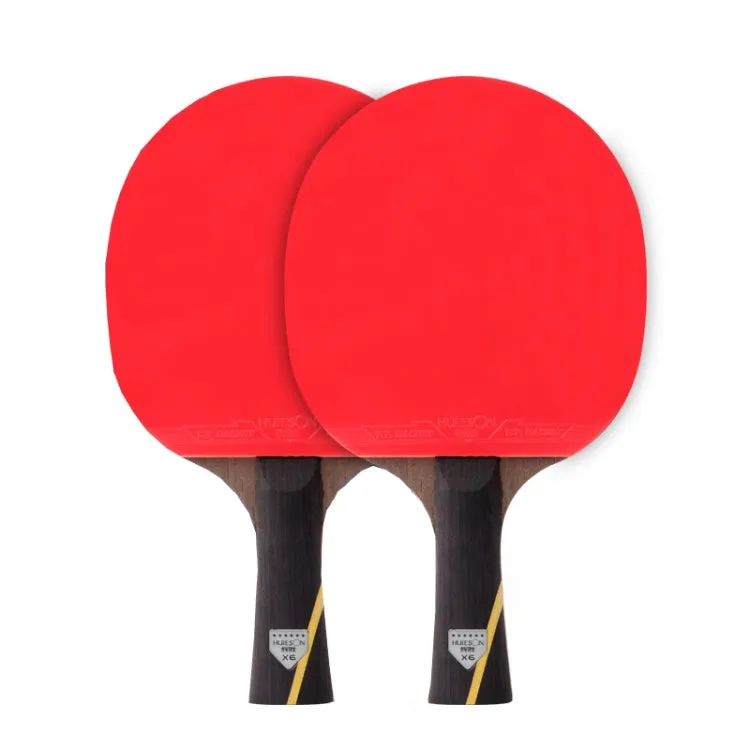 HUIESON Six Star 5-Layer Chicken Wing Tip   2 Layer Carbon Double Side Continuous Table Tennis Racket, A Pair(Hand-shake Grip Racket)