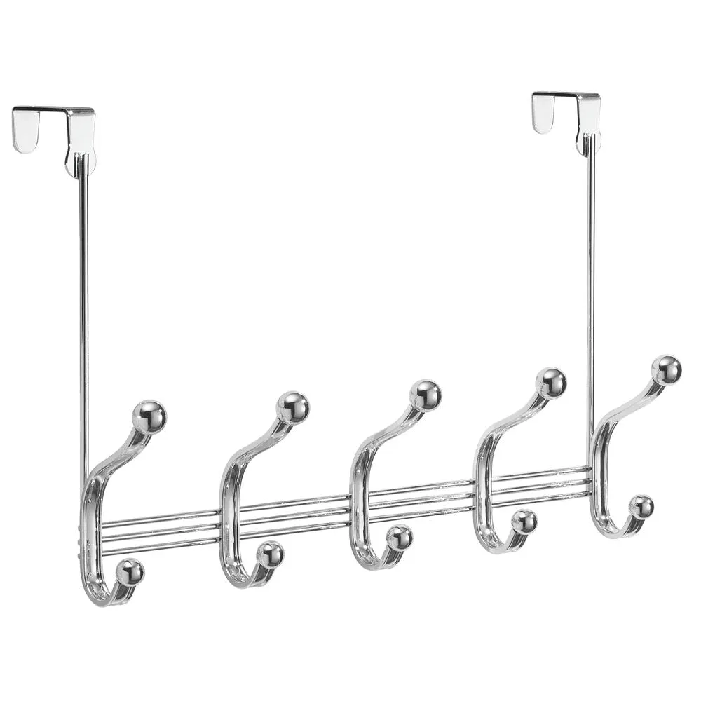 iDesign York Lyra Over the Door Rack, 5 Hooks in Chrome