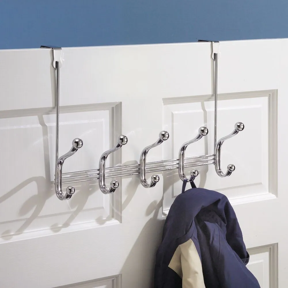 iDesign York Lyra Over the Door Rack, 5 Hooks in Chrome