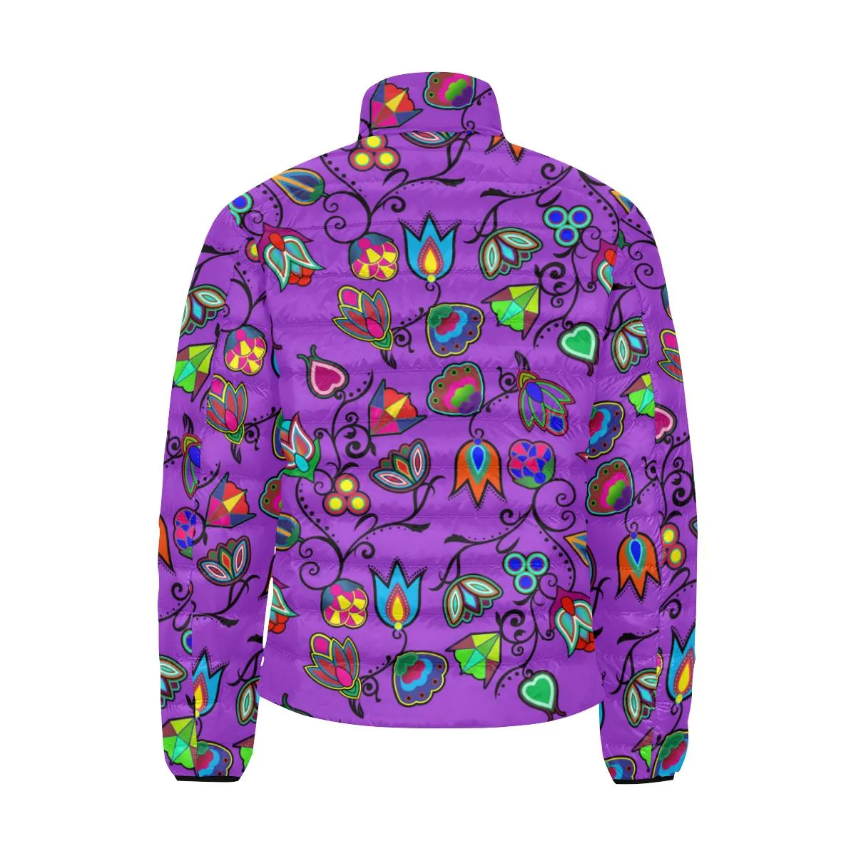 Indigenous Paisley Dark Orchid Men's Stand Collar Padded Jacket