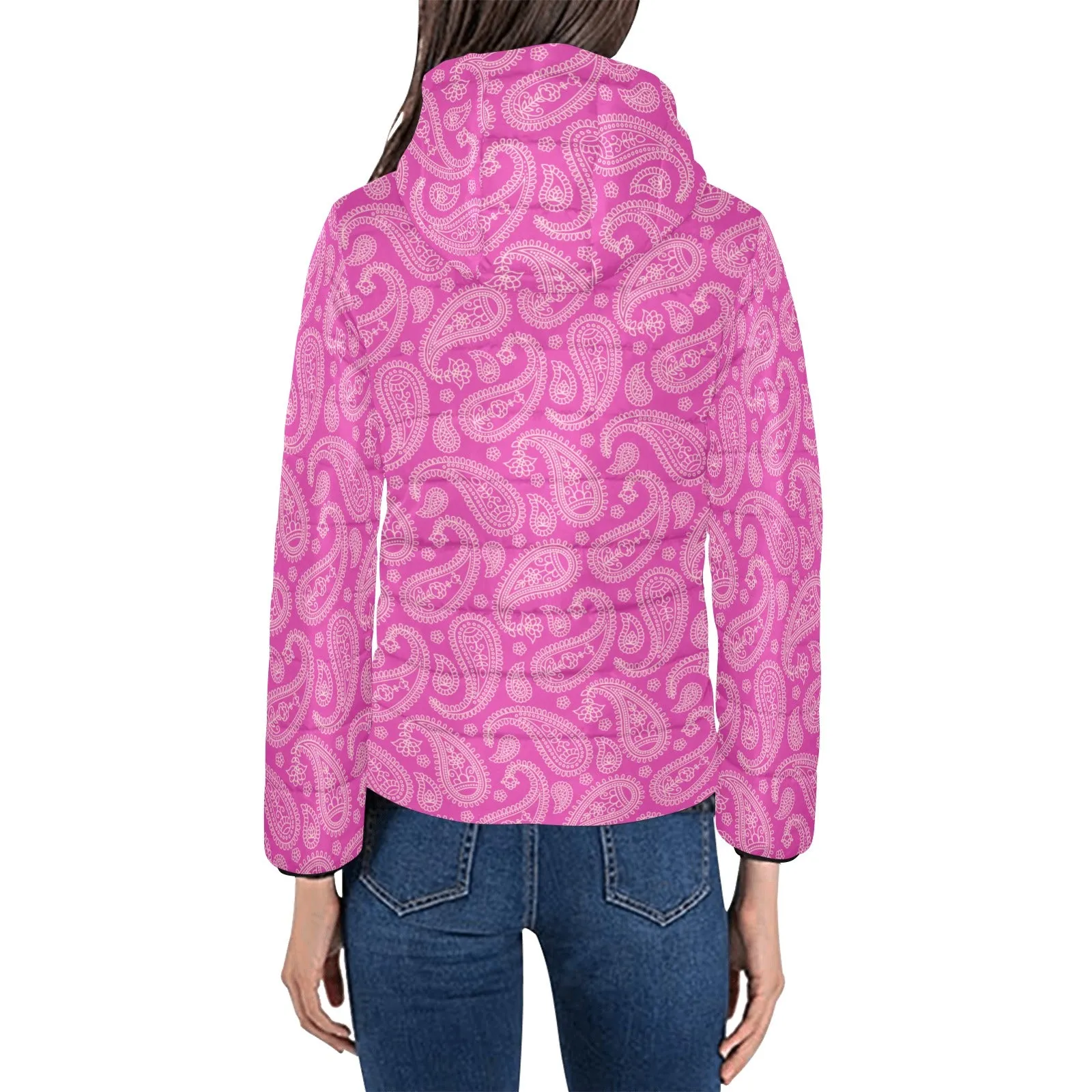 Innuendos of Pink and Paisley Women's Padded Hooded Jacket