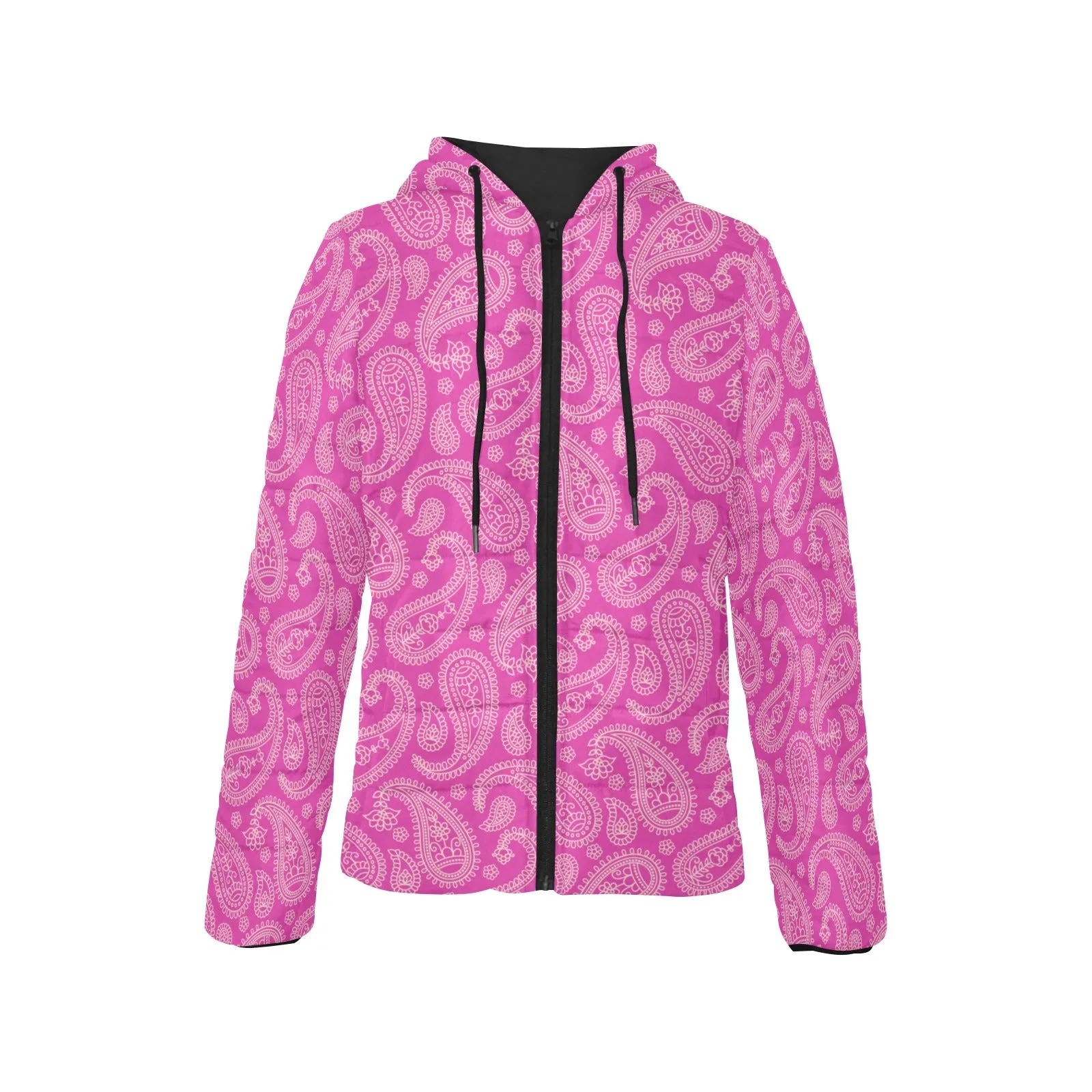 Innuendos of Pink and Paisley Women's Padded Hooded Jacket