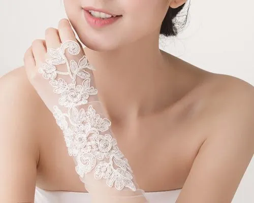 Ivory Flower Bridal Fingerless Glove for Wedding