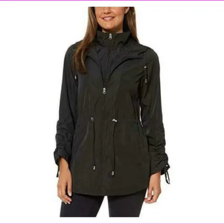 Jones New York Womens Parka in a Pocket Rain Jacket