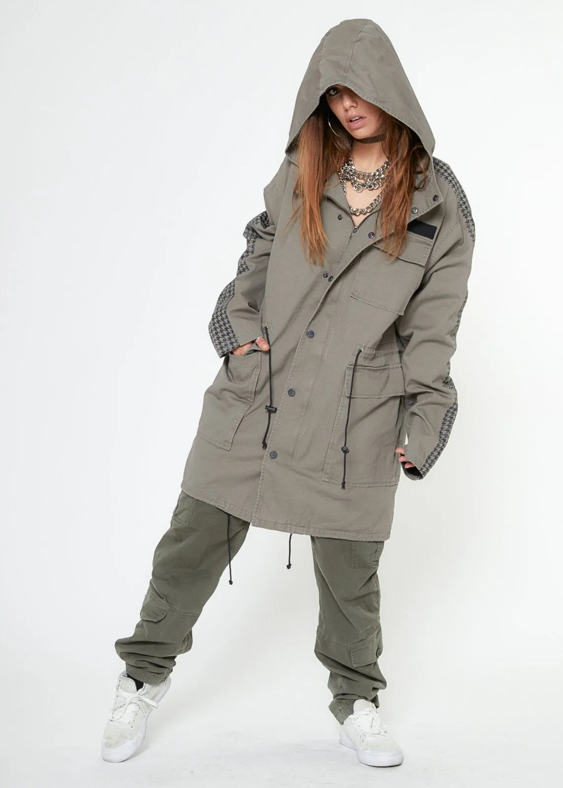 Konus Unisex Khaki Oversize Hooded M65 Jacket