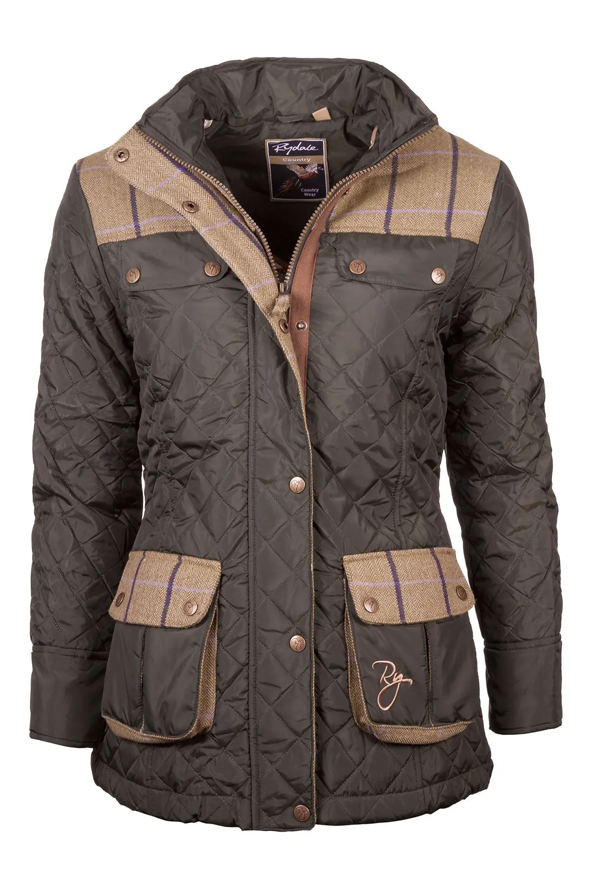 Ladies Tweed Trim Quilted Jacket