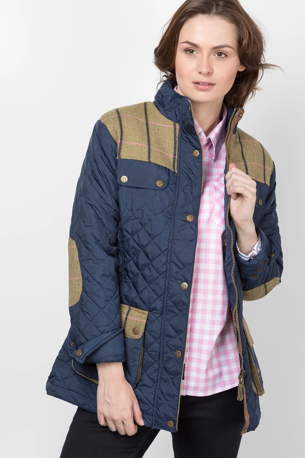 Ladies Tweed Trim Quilted Jacket