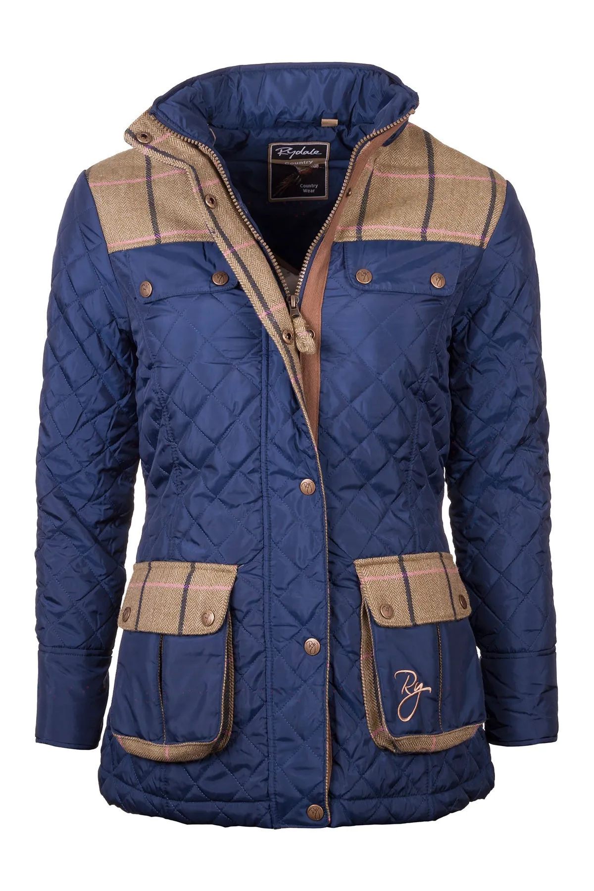 Ladies Tweed Trim Quilted Jacket