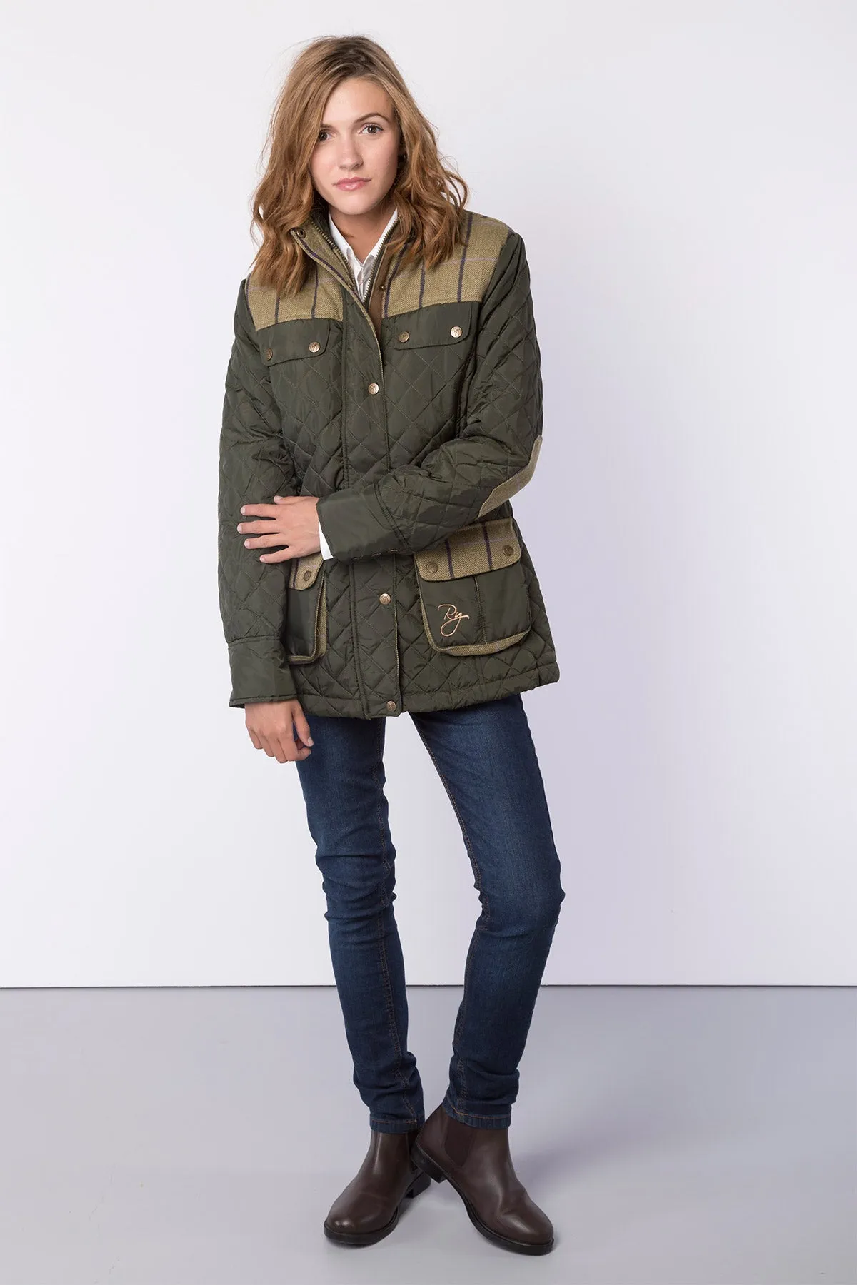 Ladies Tweed Trim Quilted Jacket