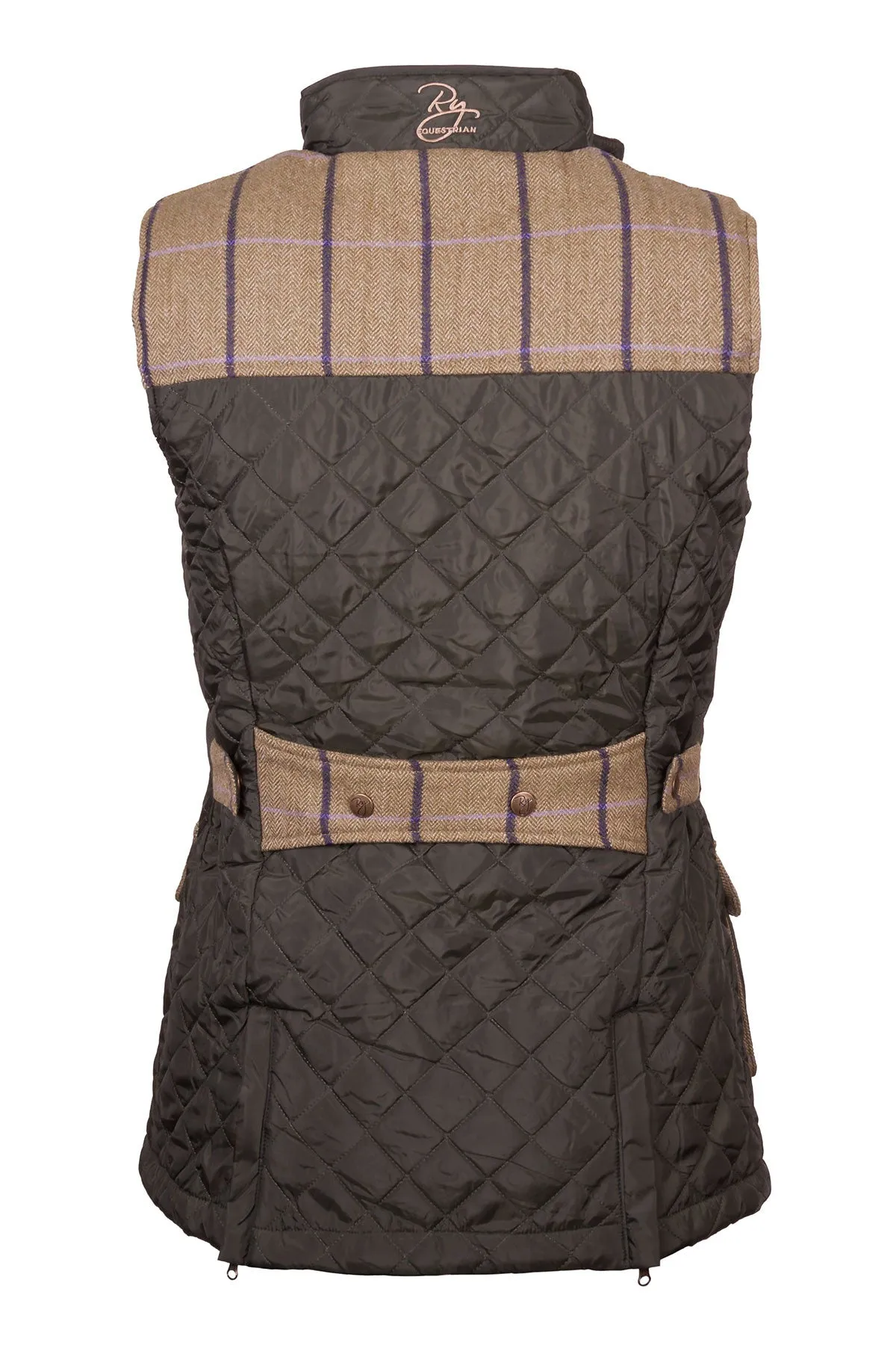 Ladies Tweed Trim Quilted Waistcoat