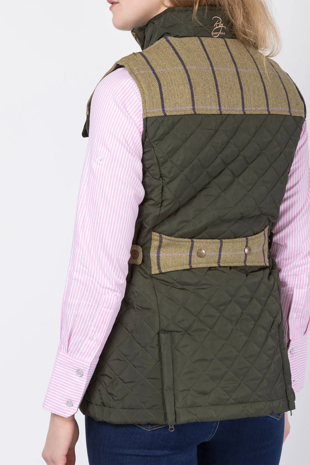 Ladies Tweed Trim Quilted Waistcoat