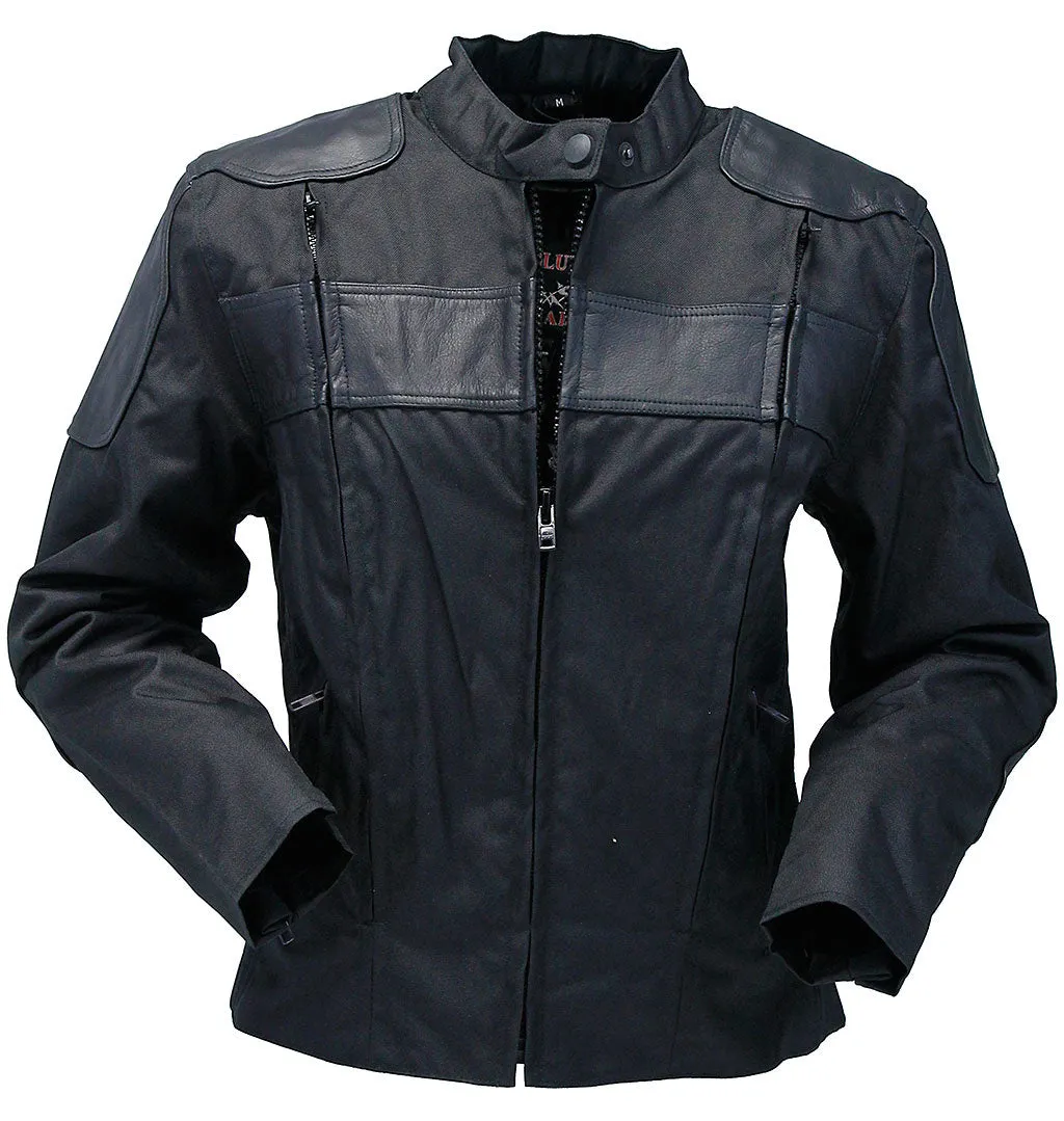 Leather and Textile Vented Women's Biker Jacket #LC2179VZK ()