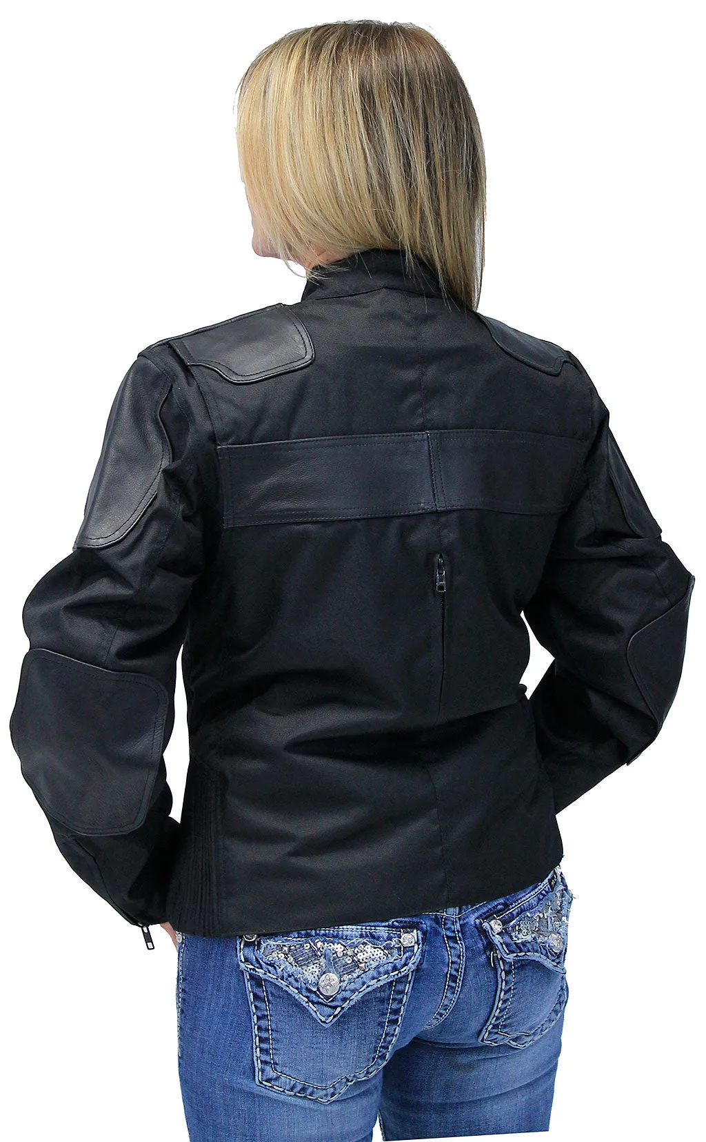 Leather and Textile Vented Women's Biker Jacket #LC2179VZK ()