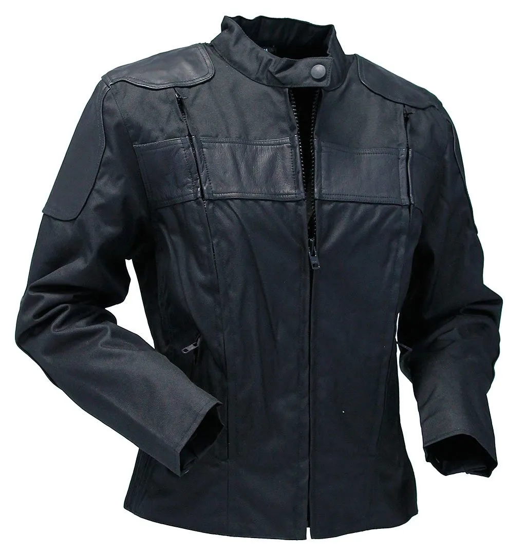 Leather and Textile Vented Women's Biker Jacket #LC2179VZK ()