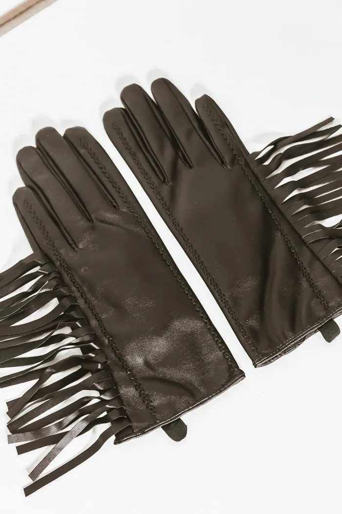 Leather Fringe Gloves