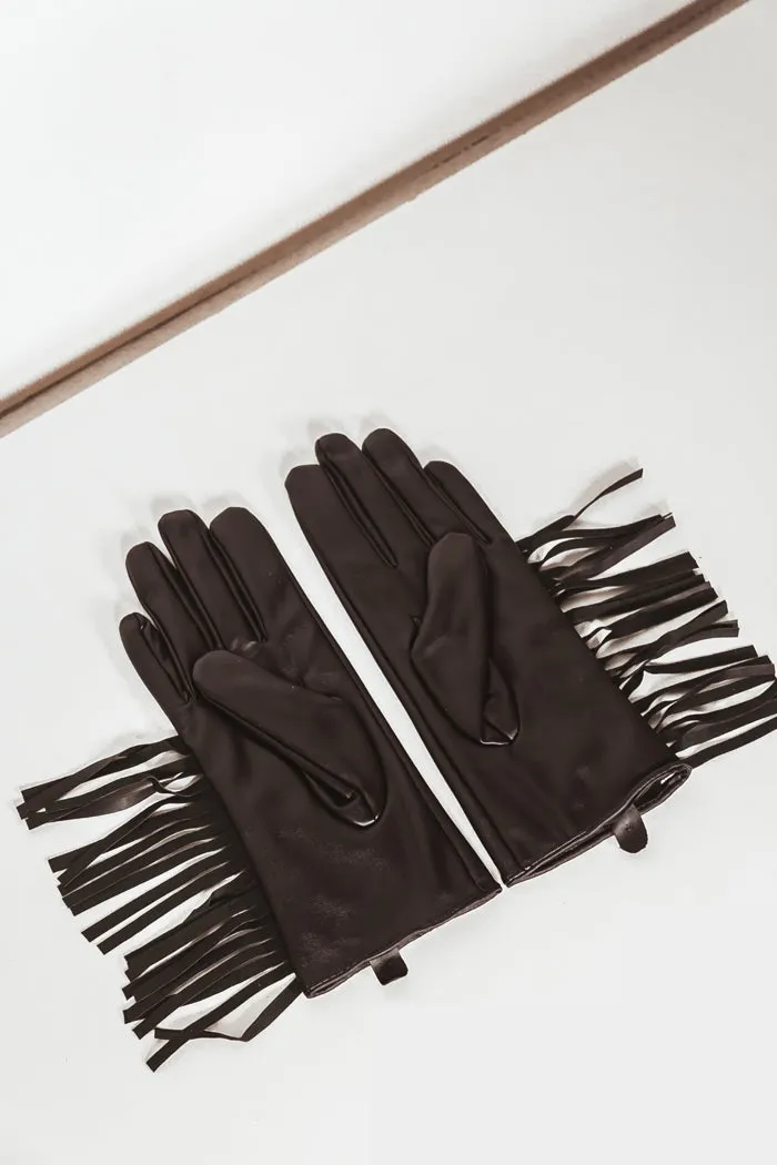 Leather Fringe Gloves