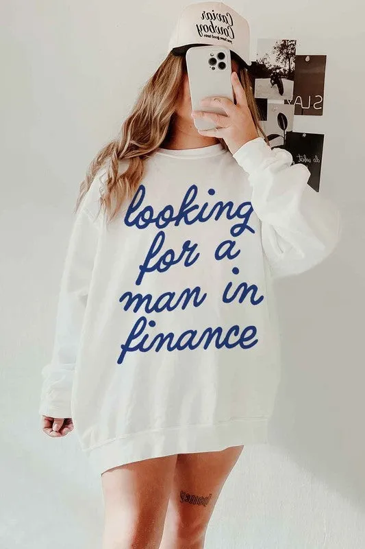 Looking for a Man in Finance Oversized Graphic Sweater Unisex Sweatshirt Trending Fashion KESLEY