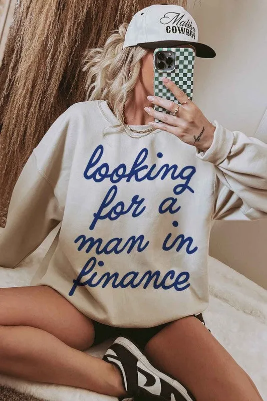 Looking for a Man in Finance Oversized Graphic Sweater Unisex Sweatshirt Trending Fashion KESLEY