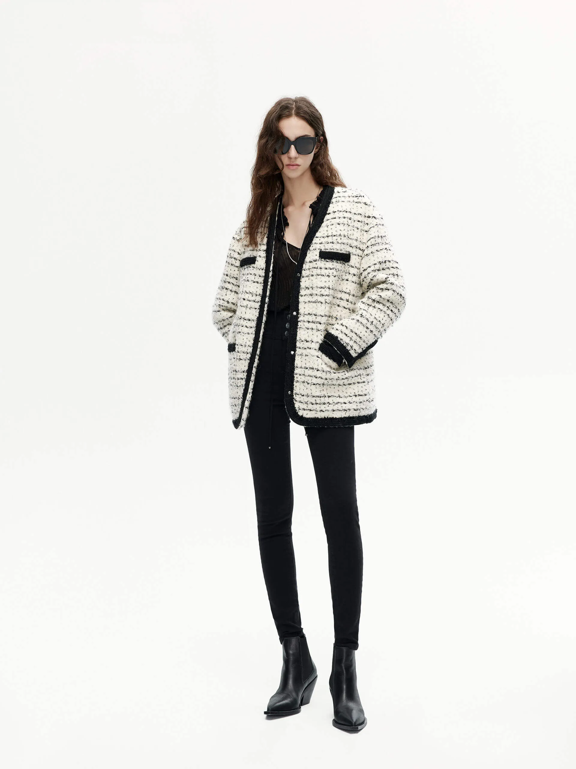 Marled Tweed Puffer Coat