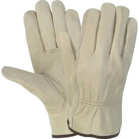 MCR Safety Durable Cowhide Leather Work Gloves Large Size - Cream - Durable, Comfortable, Flexible - For Construction - 1 / Pair